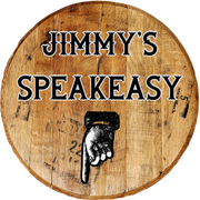 Retro Speakeasy Downstairs Basement Entrance - Custom Barrel Head Bar Sign - Craft Bar Signs
